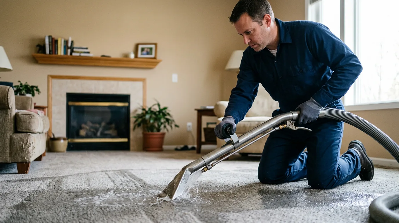Water damage restoration technician working near Bee, VA